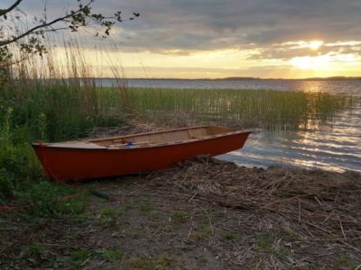 Osada pod Brzozą, pole campingowe nad jeziorem Śniardwy, łódki